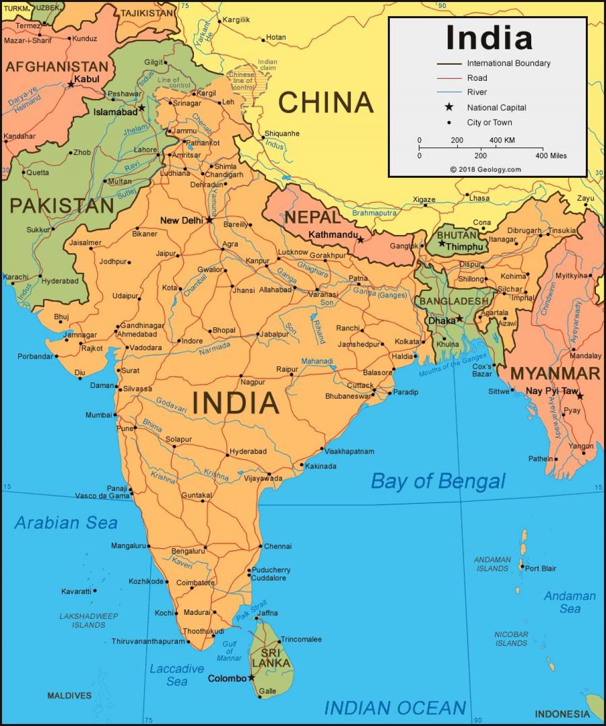 India on a map