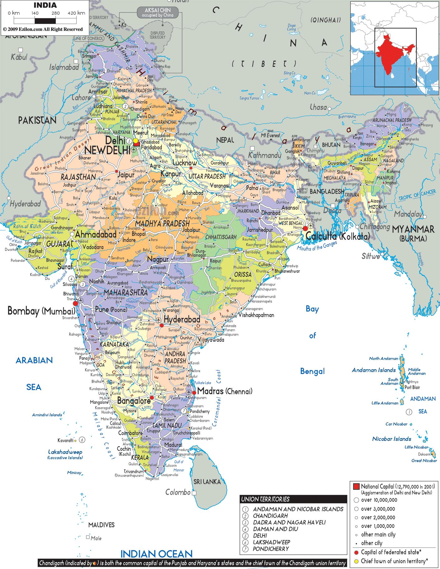Map Of India With Cities