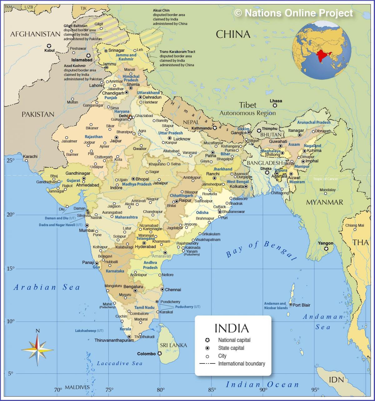 Map of the country India