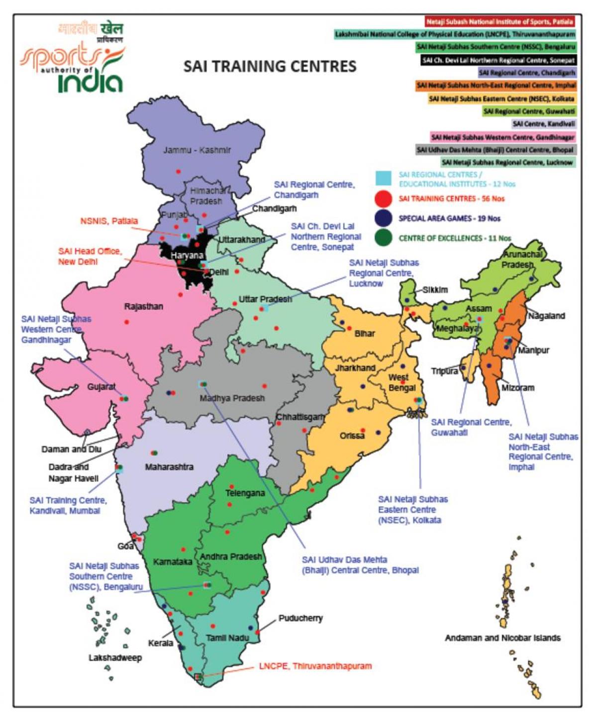 stadiums map of India